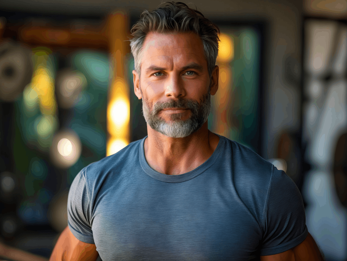 Testosterone shots for men represented by a fit, confident man in a gym environment.